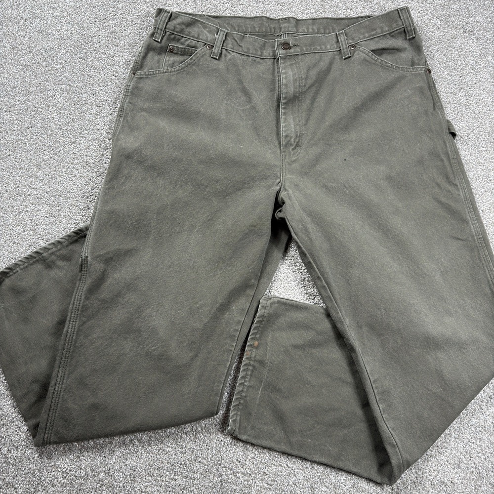 Dickies Carpenter Pants Men's 40x32 Green Canvas Work Utility Carpenter